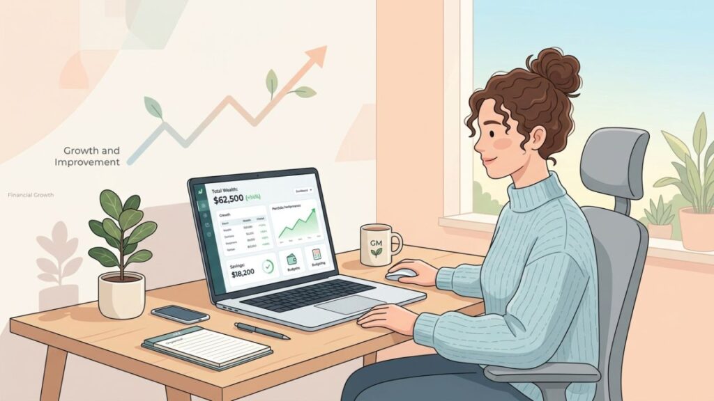 person confidently managing money after sticking to a budget