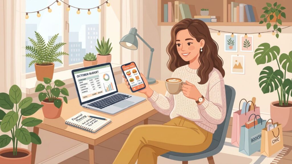 person spending money on wants like dining and shopping