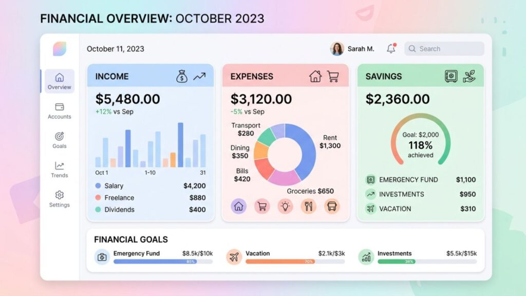 simple monthly budget showing income expenses and savings categories