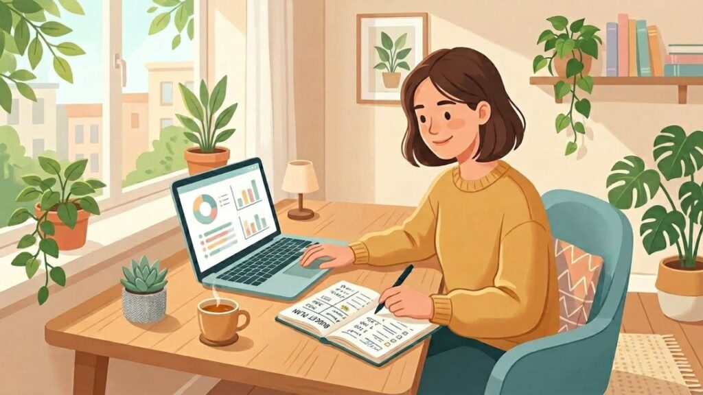 Person organizing budget using the 50/30/20 rule